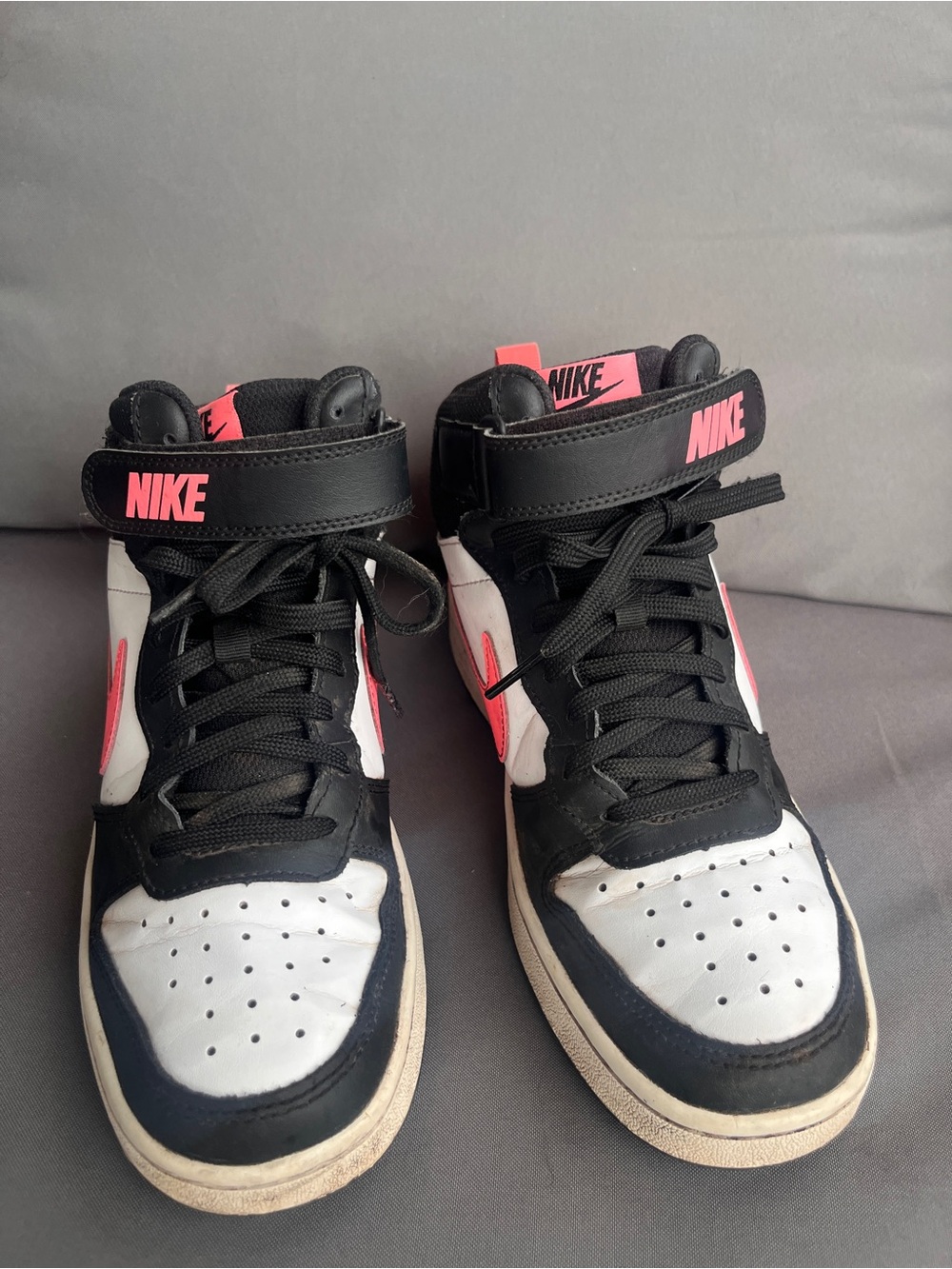 Nike Court Borough Mid 2 High Top Sneakers Youth 5.5Y Black White Pink EU 38